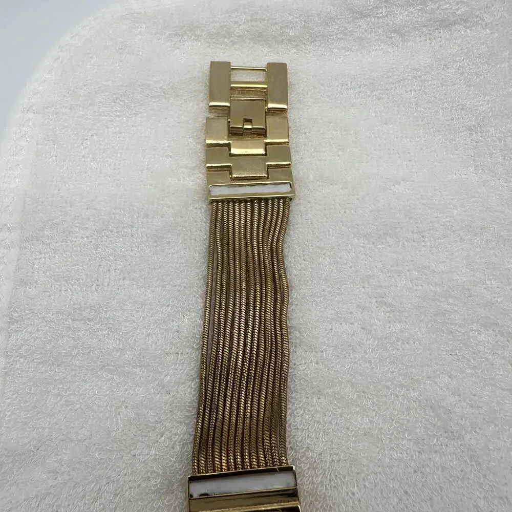 Versales Gold Tone Rectangular Quartz Watch with Crystal Accents, Japan Movt